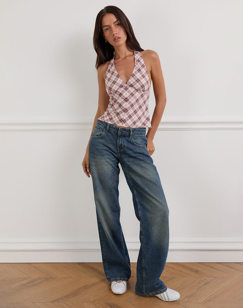 Bild von Yakti Halfter Top in Pink Check