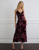 Image of Yamira Maxikleid mit Blumenmuster Devore Burgundy