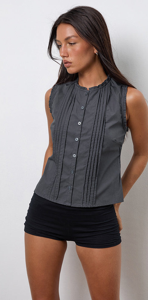 Image of Yara Bluse aus Popeline anthrazitfarben