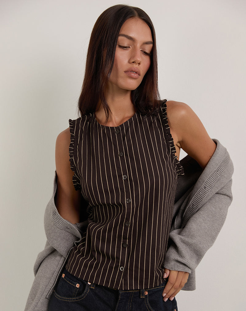 Yarala Bluse in Mono Nadelstreifen Schokolade