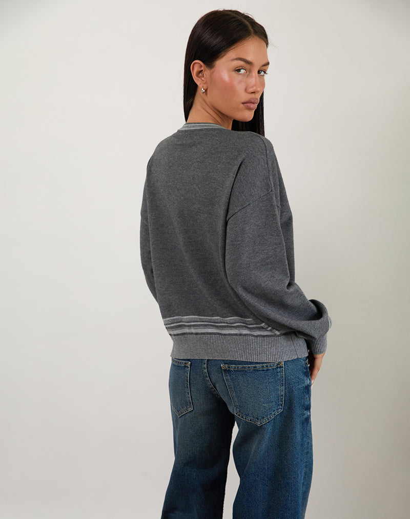 Bild von Yarnia Slouchy V Hals Pullover in Charcoal