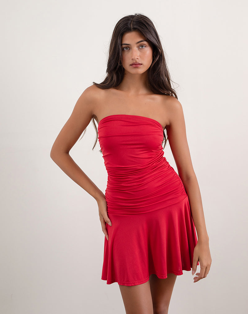 Yasmin Bandeau-Minikleid in glitzerndem Rot