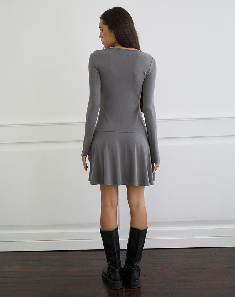 Image of Yauri Langärmeliges Minikleid aus Cupro Grau
