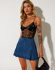 Bild von Yenika Crop Top in Schwarz Daisy Lime Embro