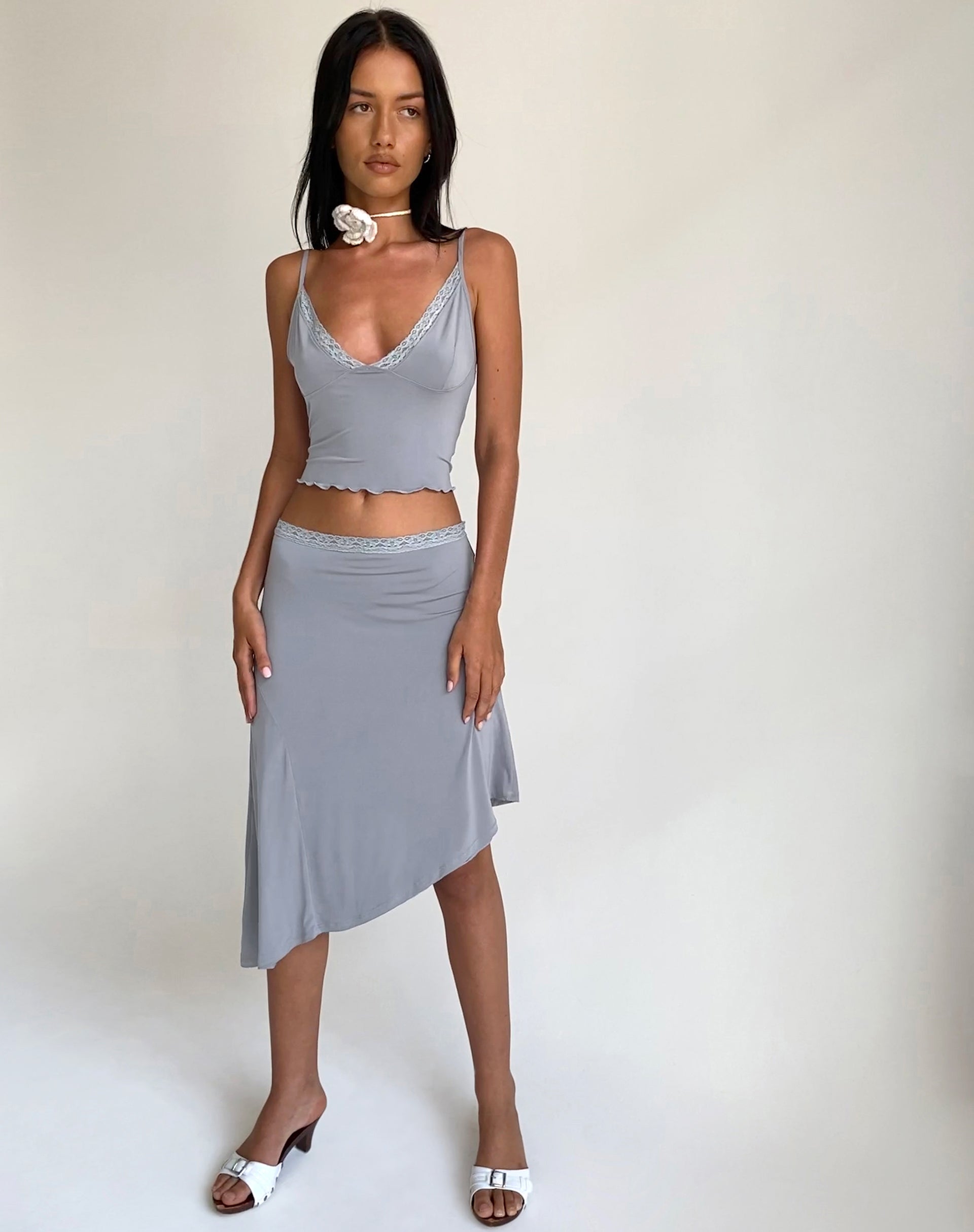 Bild von Drew Asymmetrischer Midirock in Slinky Grau