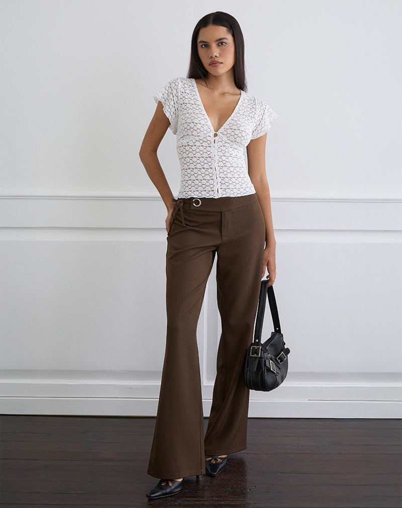 Bild von Yeslin V-Ausschnitt-Bluse mit Knöpfen aus weißer Spitze