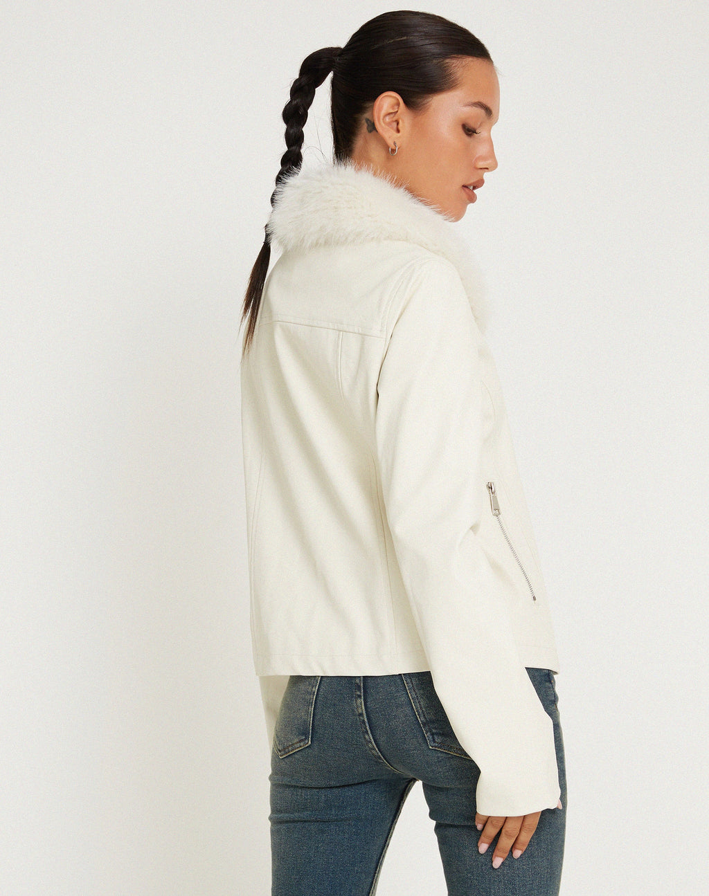 Yindo Zip Up Jacke in PU Weiß