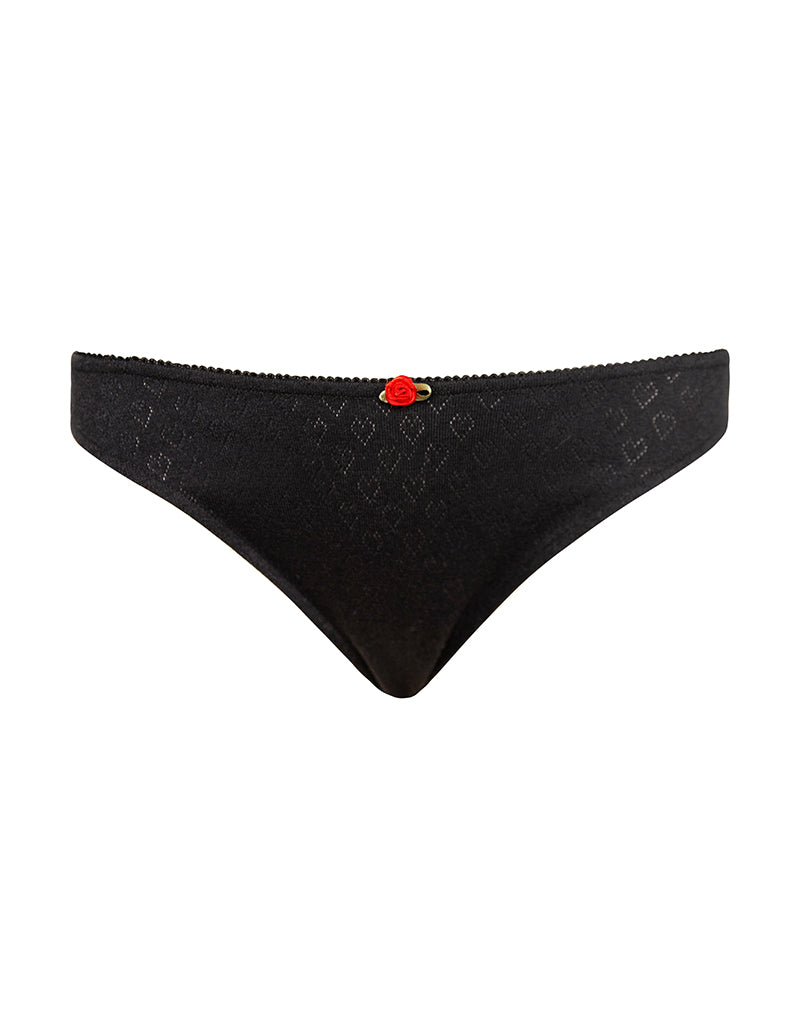 Image of Yinis Knickerbocker aus Pointelle Schwarz mit Rüschenbesatz