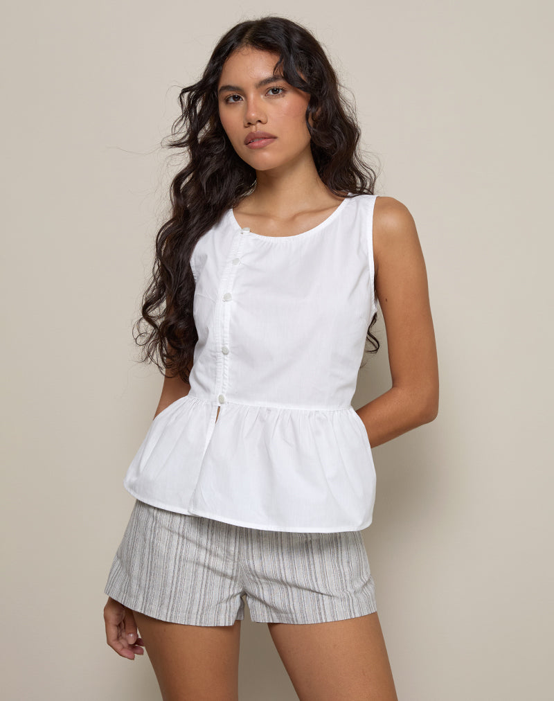 Image of Yoko Wickel-Bluse aus Popeline Weiß