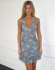Image of Yoriko Halter Minikleid aus Lurex Silber Blau