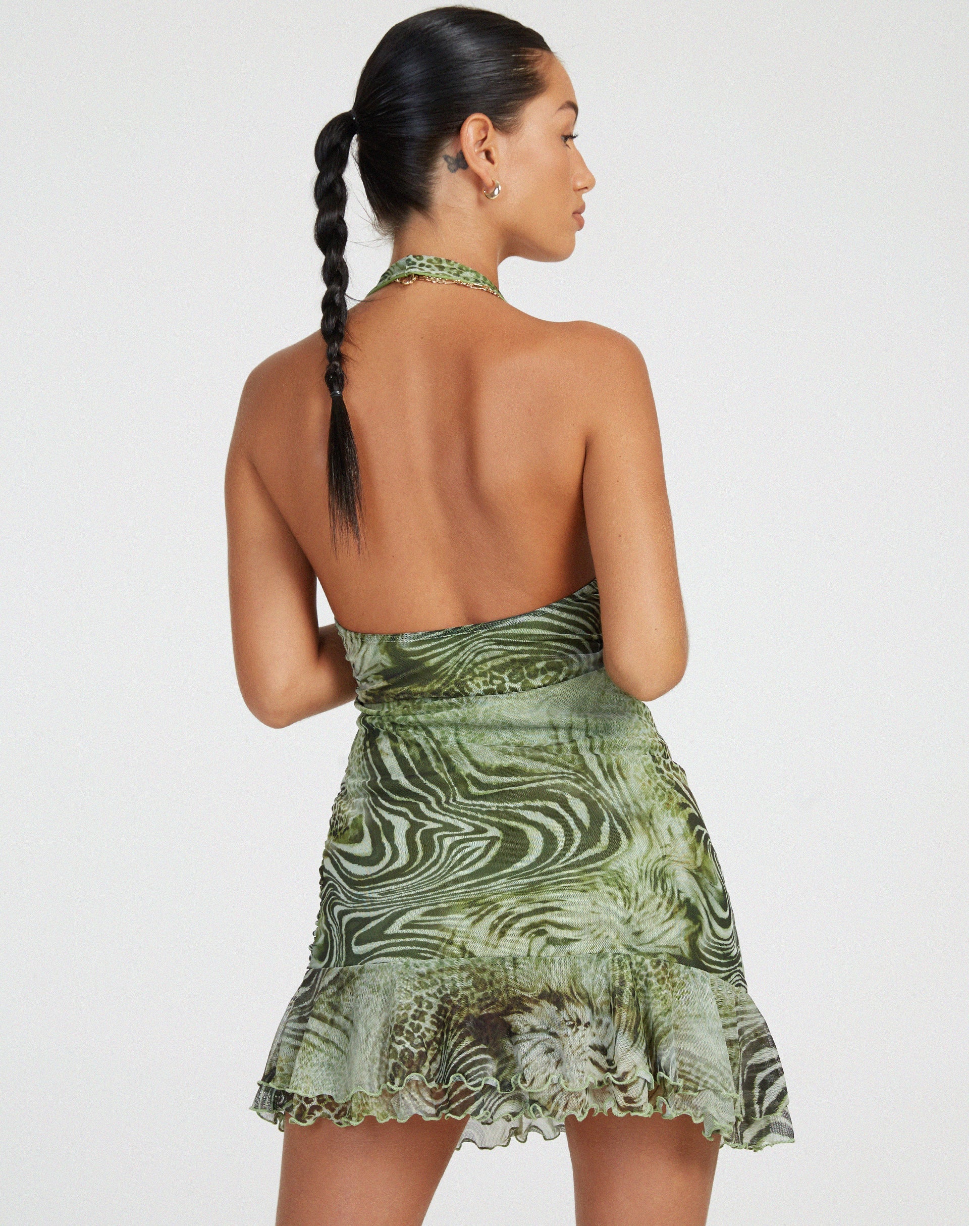 Bild von Yubila Minikleid aus Mesh Cheetah Green