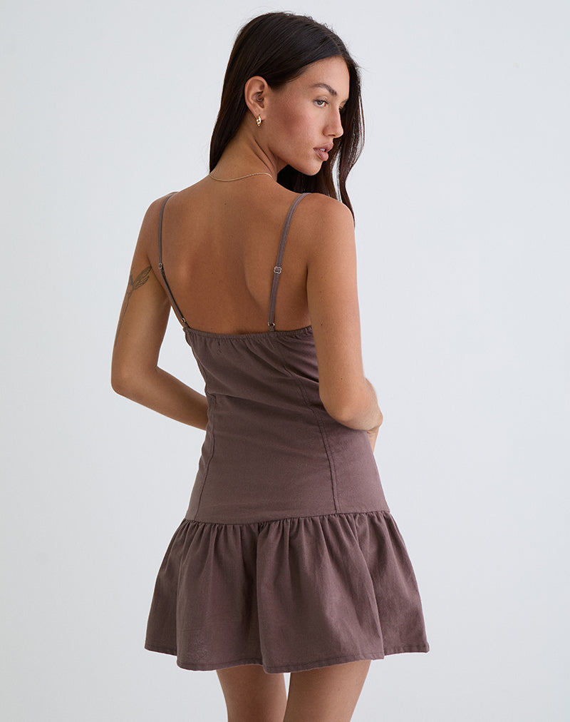 Image of Yuha Geknöpftes Minikleid in Deep Taupe