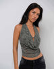 Image of Yukari Plunge Top aus Jacquard-Strick Grün