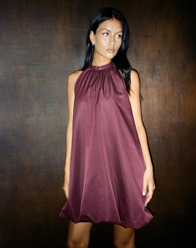 Bild von Yusna Puffball Mini Dress in Dark Berry