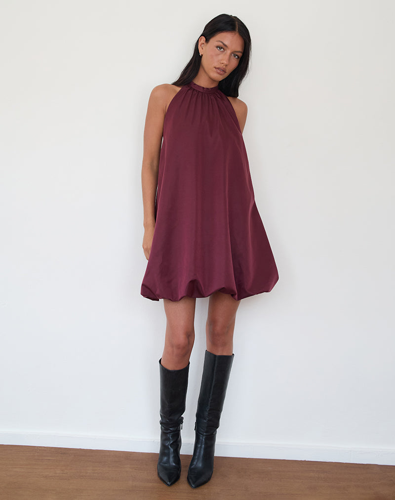 Bild von Yusna Puffball Mini Dress in Dark Berry