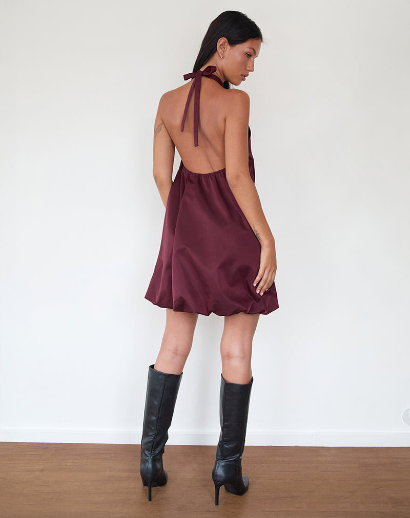 Bild von Yusna Puffball Mini Dress in Dark Berry
