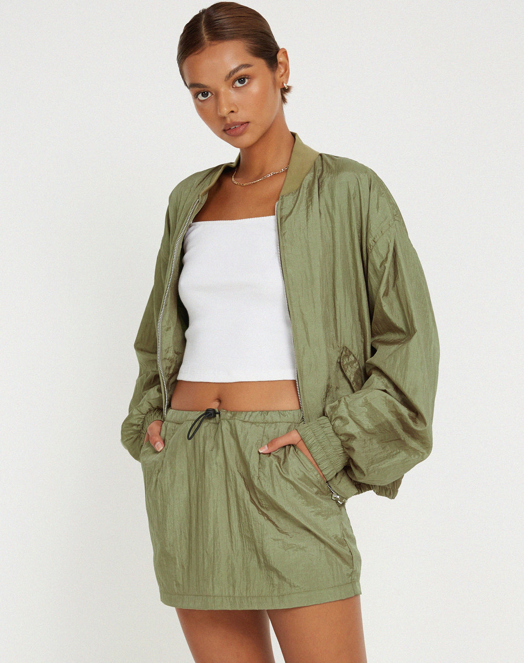 Yuu Shell Jacke in Silbergrün