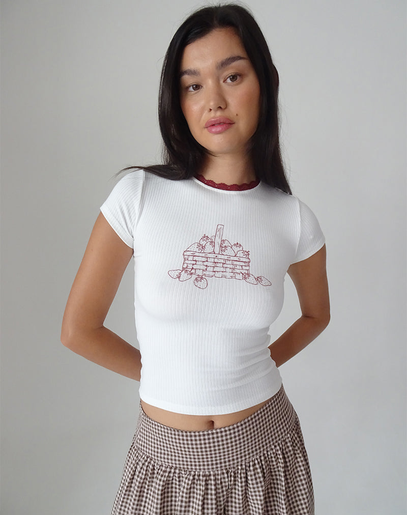 Bild von Zagy Tee in Off White mit Erdbeertopf-Druck