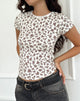 Image of Zana Geripptes Top in Ditsy Floral Creme