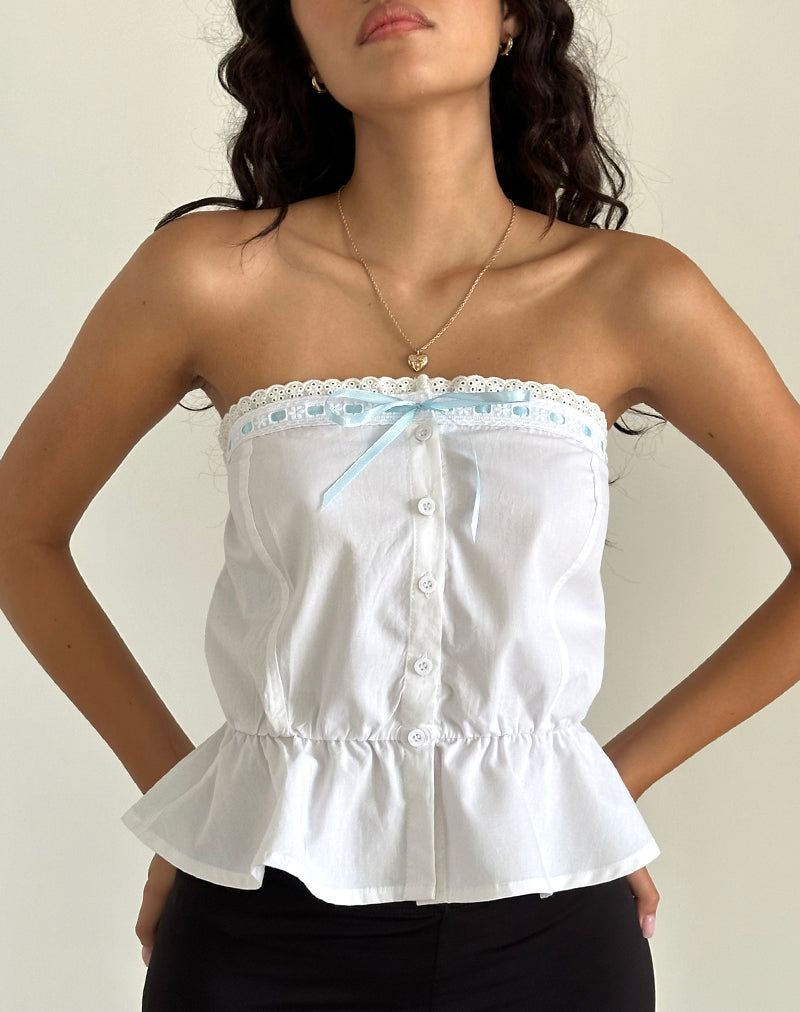 Zar Ribbon Tube Top in Weiß