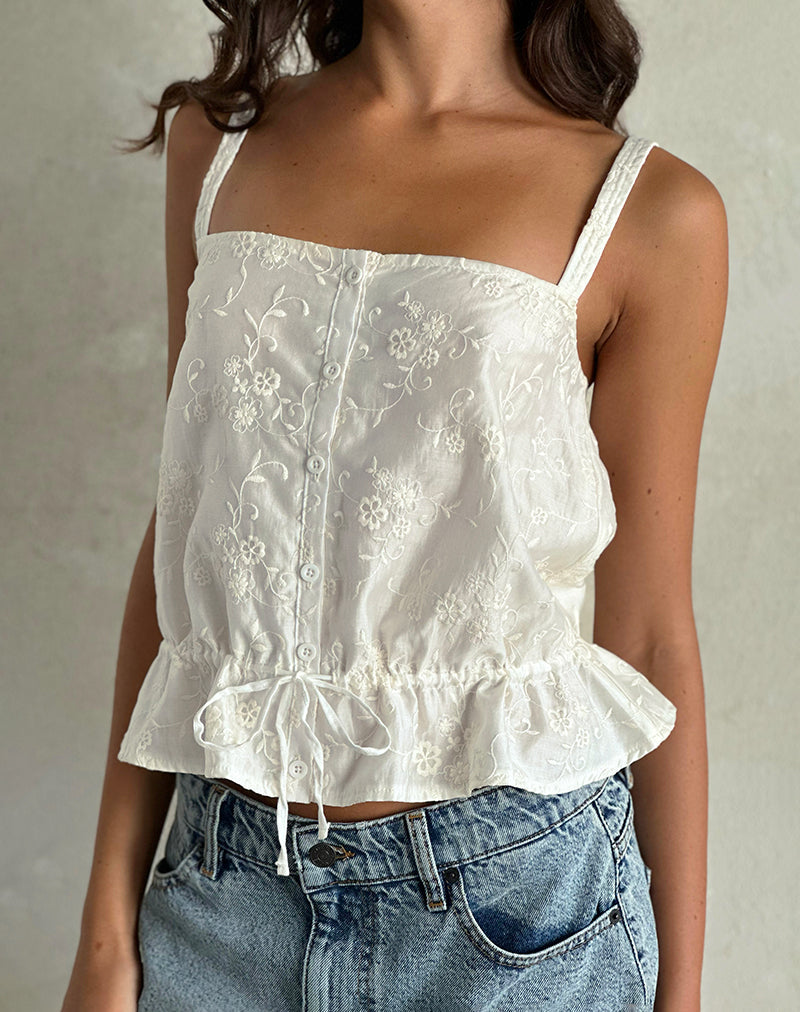 Zaraku Top aus Fresia Broderie Elfenbein
