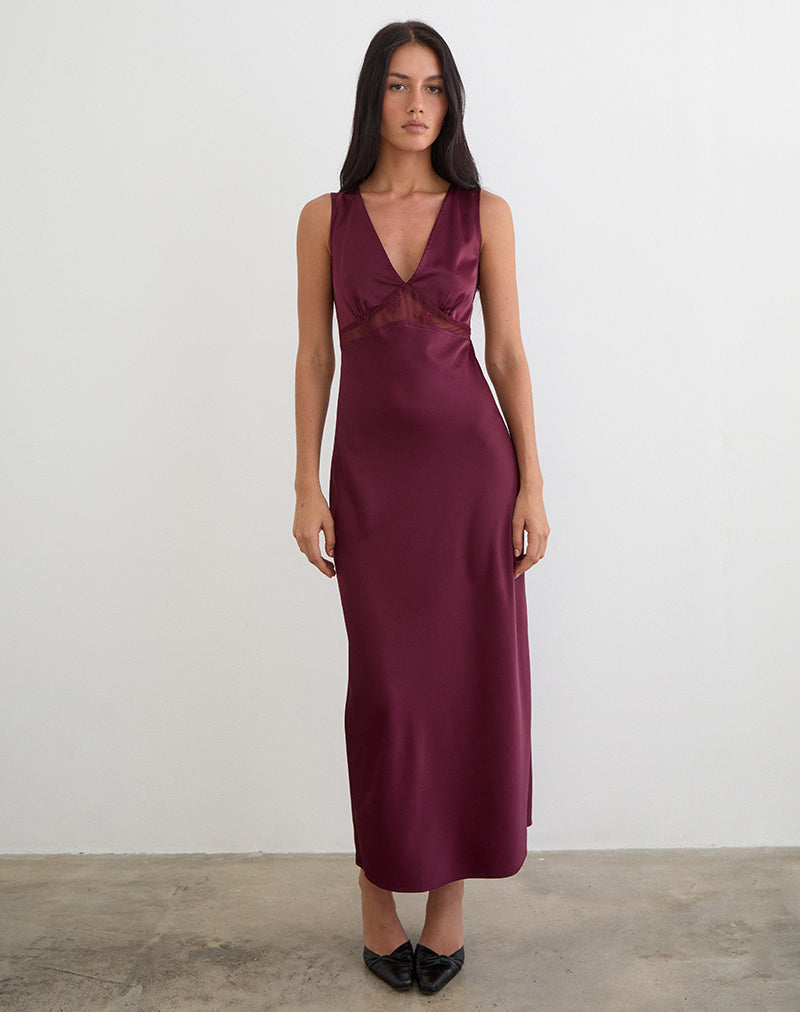 Zarita Satin-Maxikleid in Zinfandel