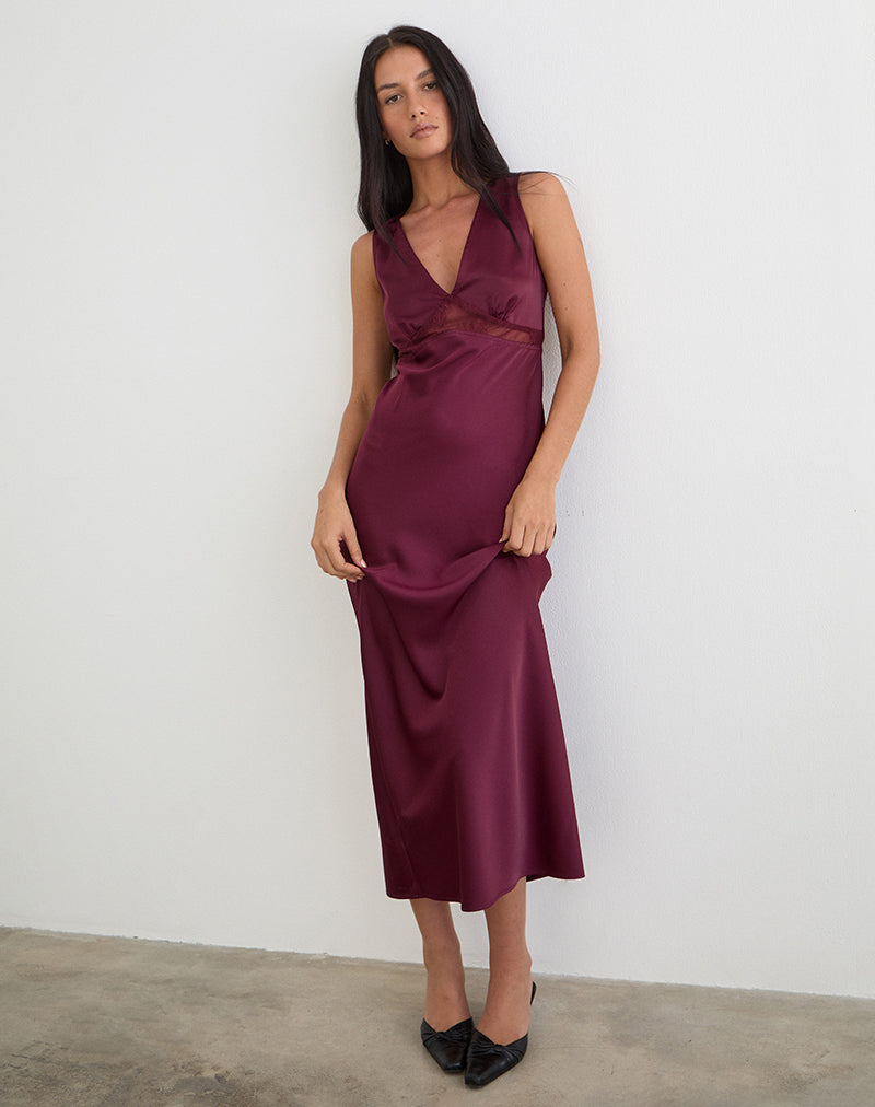 Zarita Satin-Maxikleid in Zinfandel