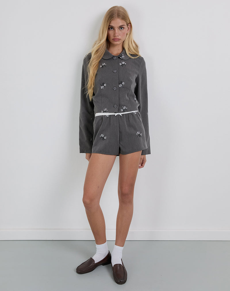 Image of Zedari Jacke mit floraler Stickerei Tailoring Charcoal