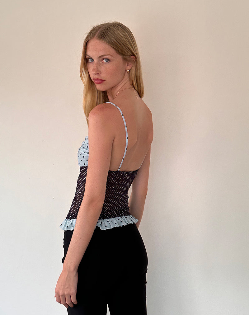 Bild von Zeina Cami Top in Blau Schwarz Basic Polka