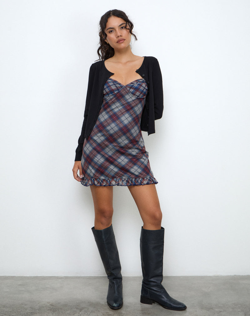 Image of Zeinari Minikleid im Diagonalkaro Navy