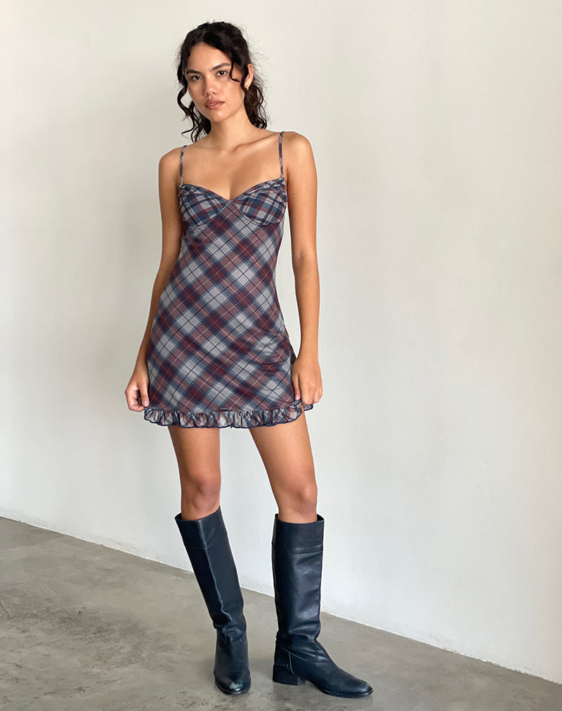 Image of Zeinari Minikleid im Diagonalkaro Navy