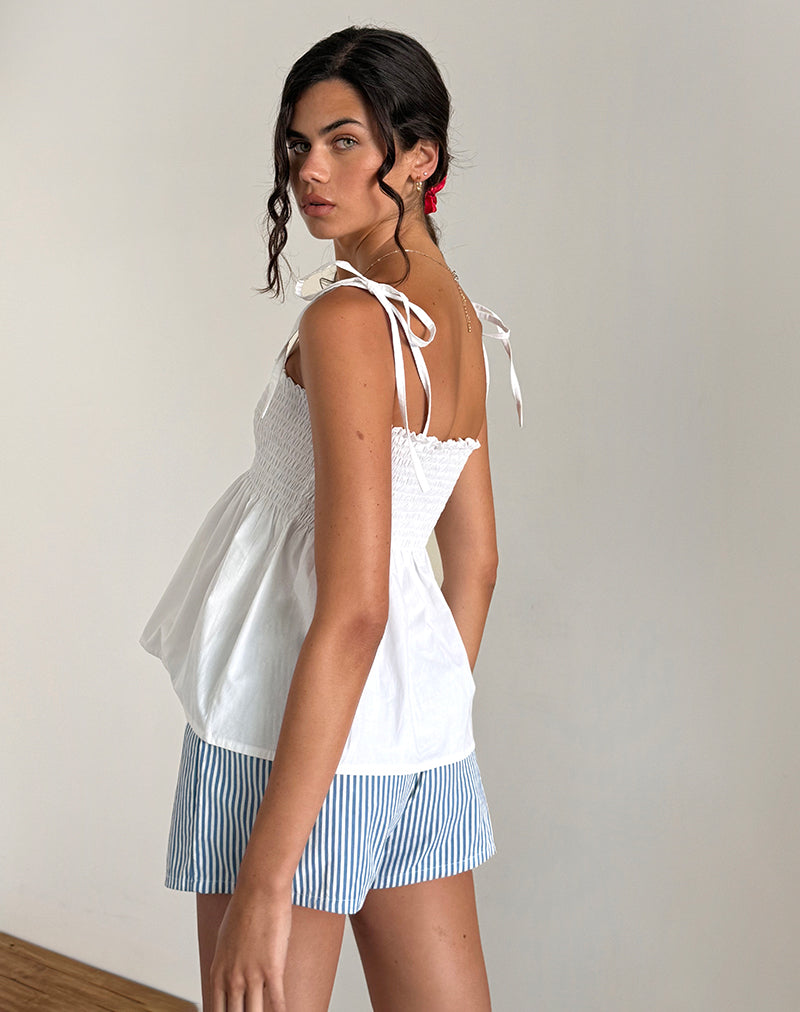 Bild von Zerah Gerafftes Cami Top aus weißer Popeline