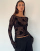 Image of Zerlin Ungefüttertes langärmeliges Top in Rose Flock Schwarz
