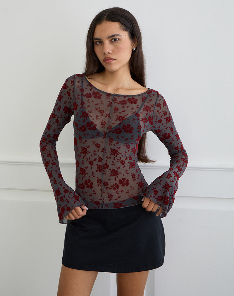 Bild von Zerlin Top in Garden Floral Blau Grau