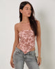 Image of Zirika Bandeau-Top mit neutralem Blumendruck