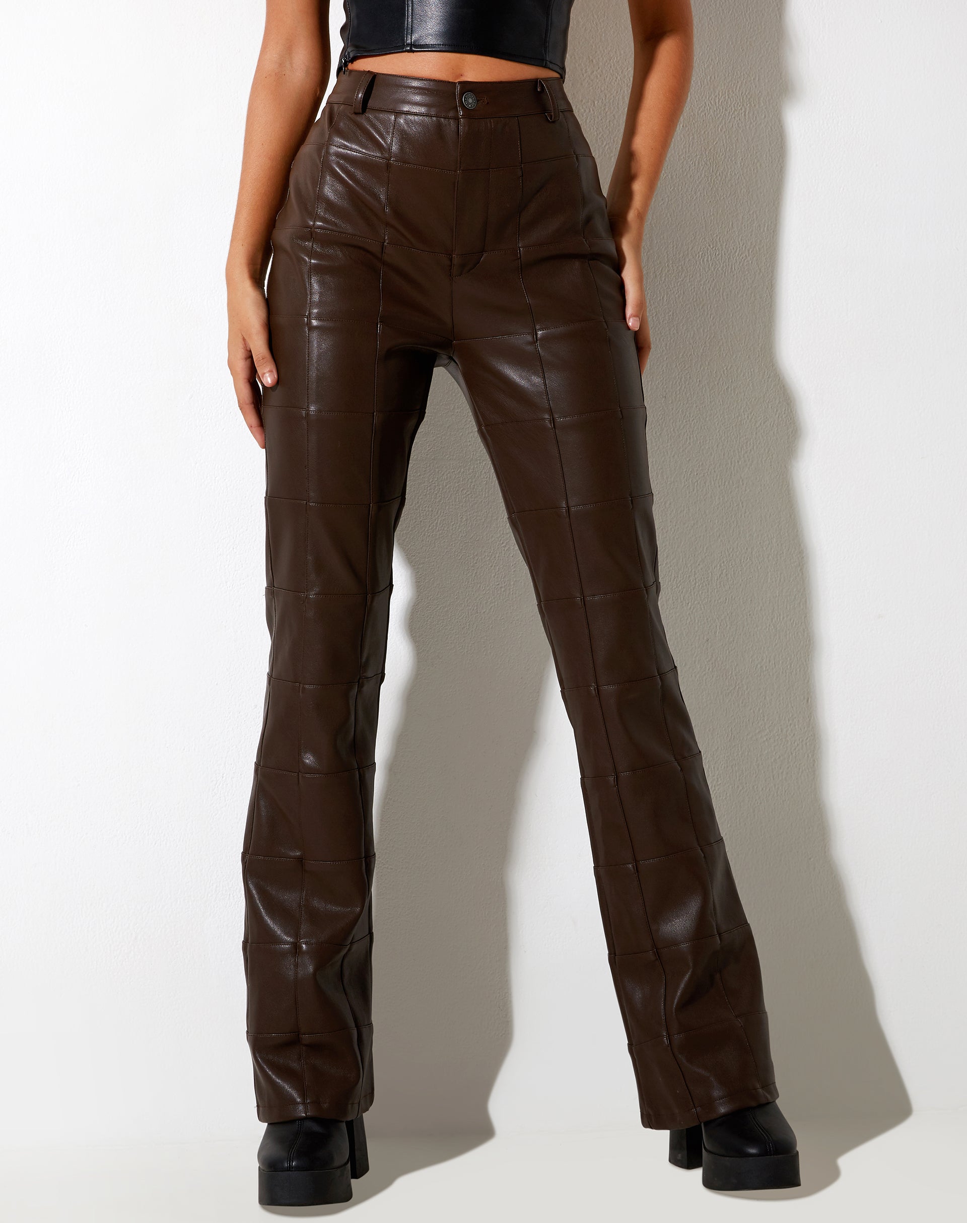 Bild von Zolo Hose aus PU Patchwork Choco Brown