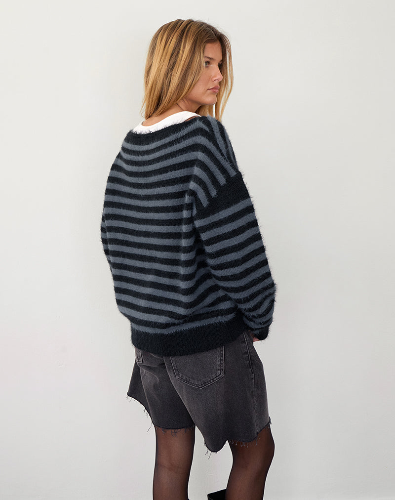 Image of Zuleika Pullover in Anthrazit gestreift