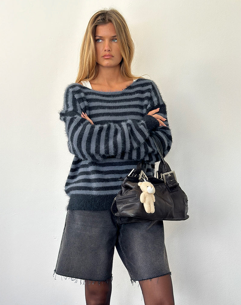 Image of Zuleika Pullover in Anthrazit gestreift