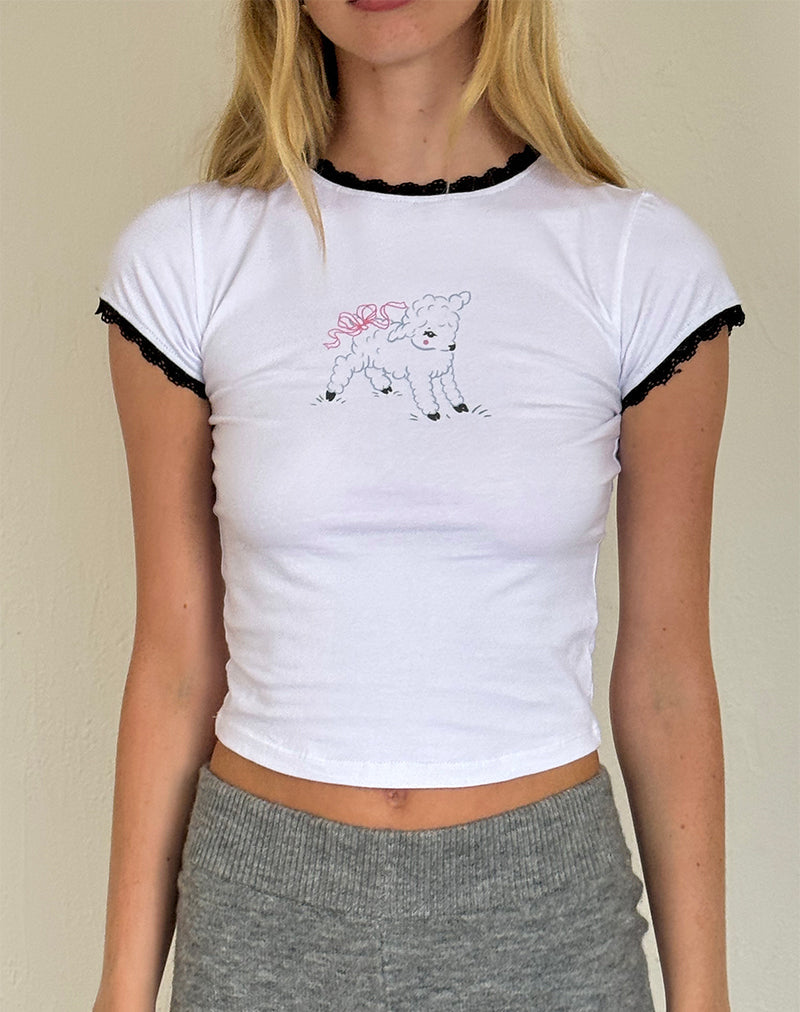 Image of Zyzy Tee in Weiß mit Schafsdruck