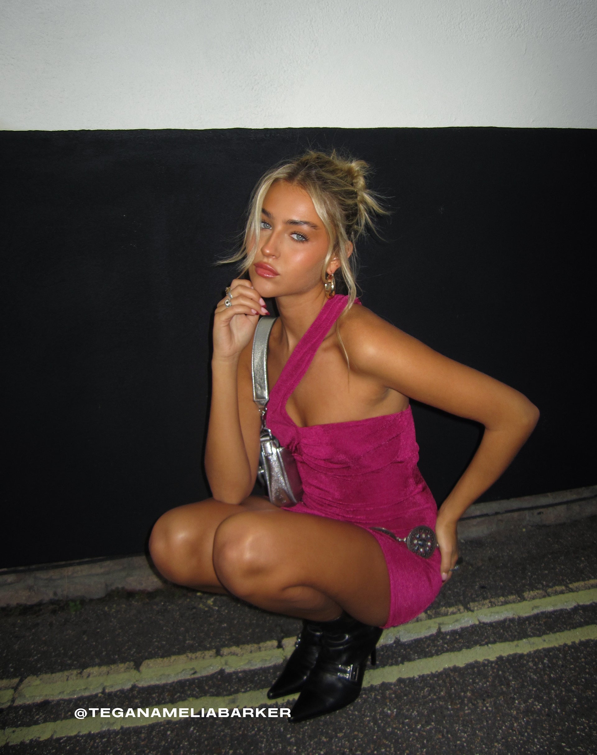 Image of Alessa One Shoulder Minikleid in Magenta Violett