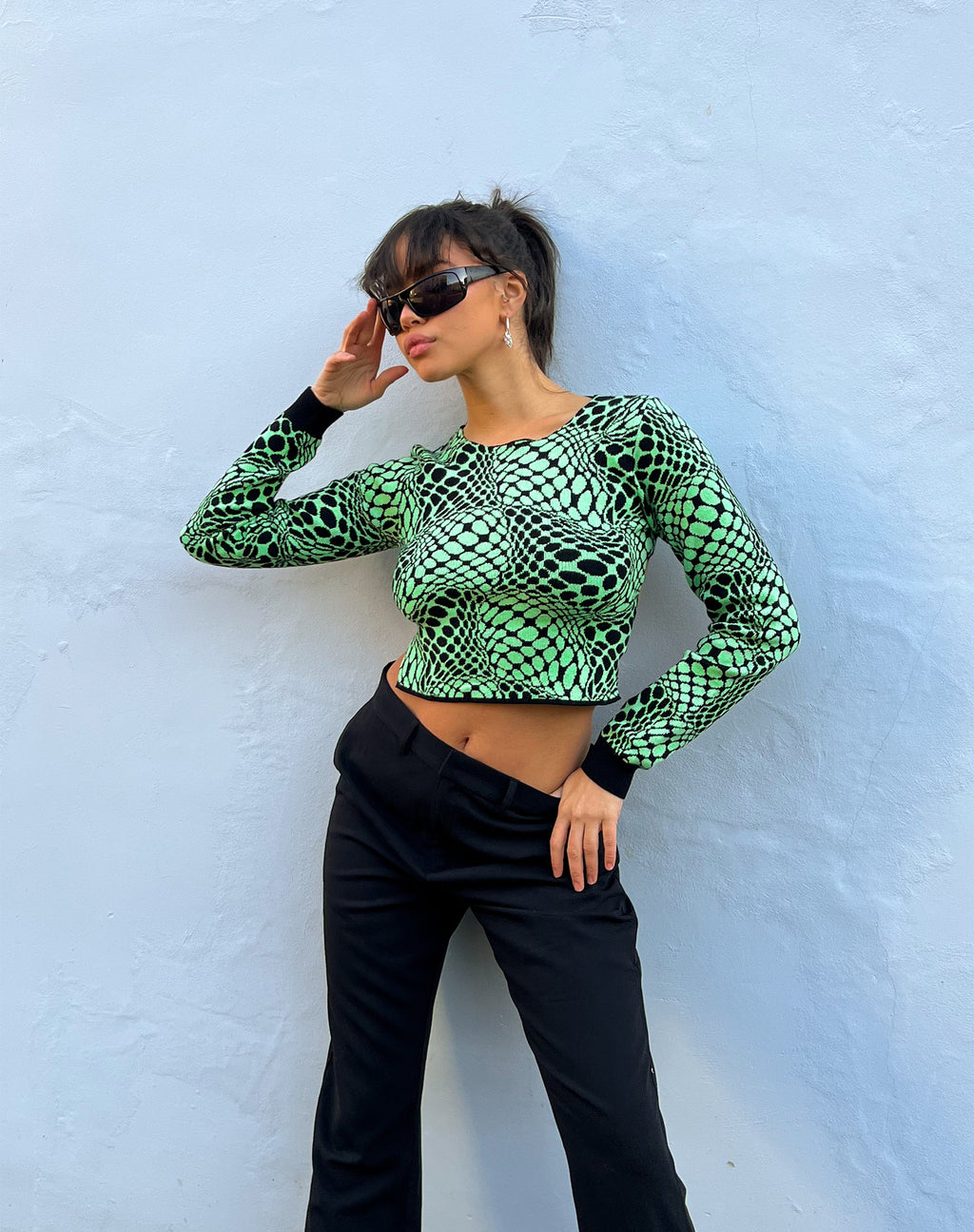 Youta Crop Top in Geo Polka Arcadian Grün