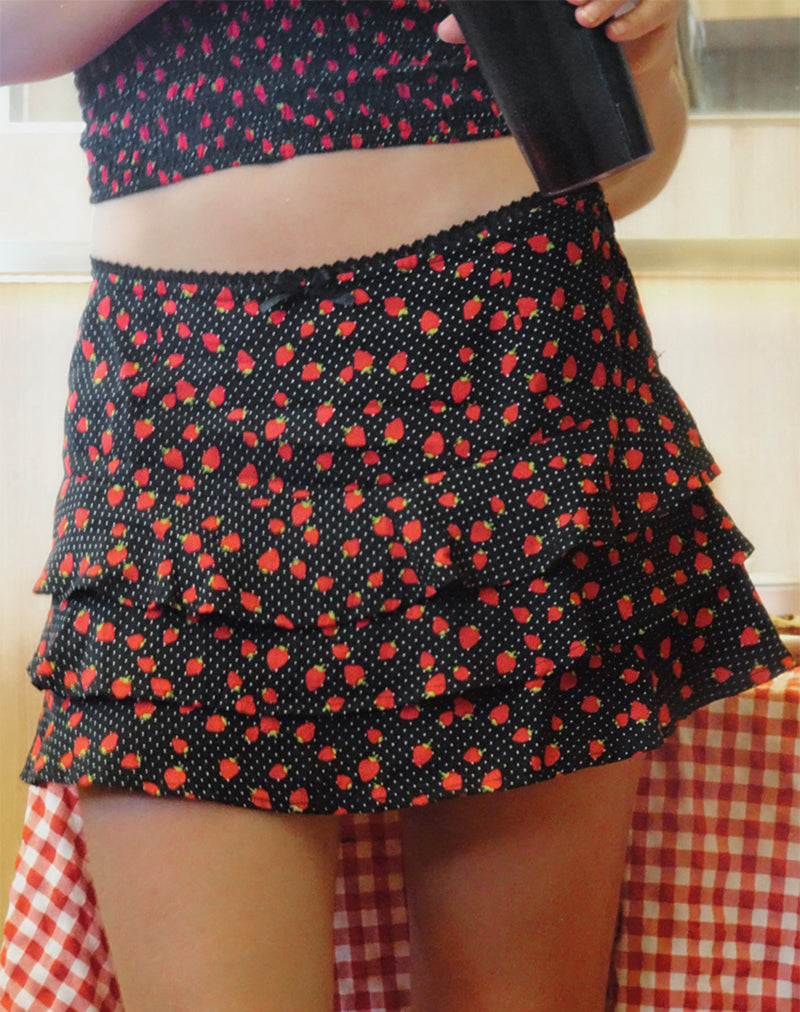 Camigi Minirock in Strawberry Polka Schwarz