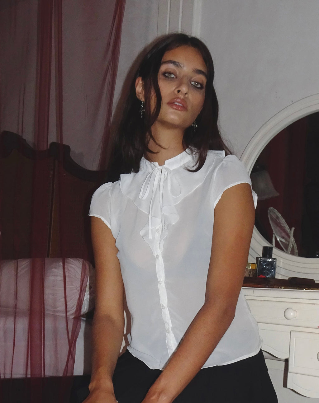 Lada Bluse aus weißem Chiffon