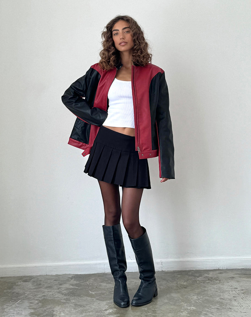 Image of Marion PU Bikerjacke in Rot mit schwarzen Einsätzen