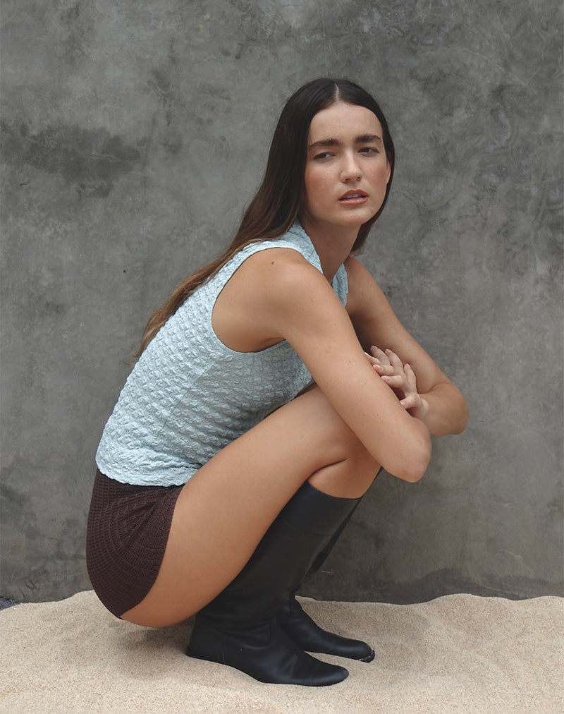 Mohala Top in Bubble Knit Hellblau