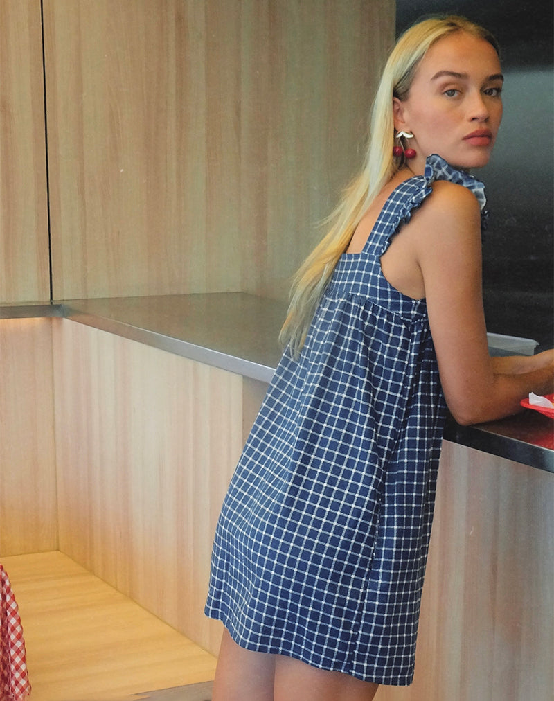 Image of Sanaly Minikleid in Marineblau Tartan Rami