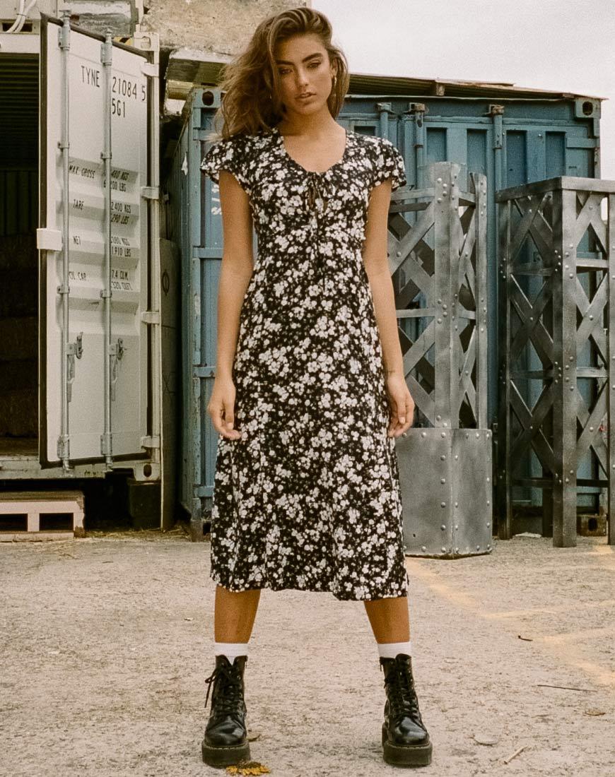 Image of Youki Midikleid in Dark Wild Flower