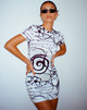 Abbildung von Dahara Mini Dress in Mono Doodle Schwarz und Weiß