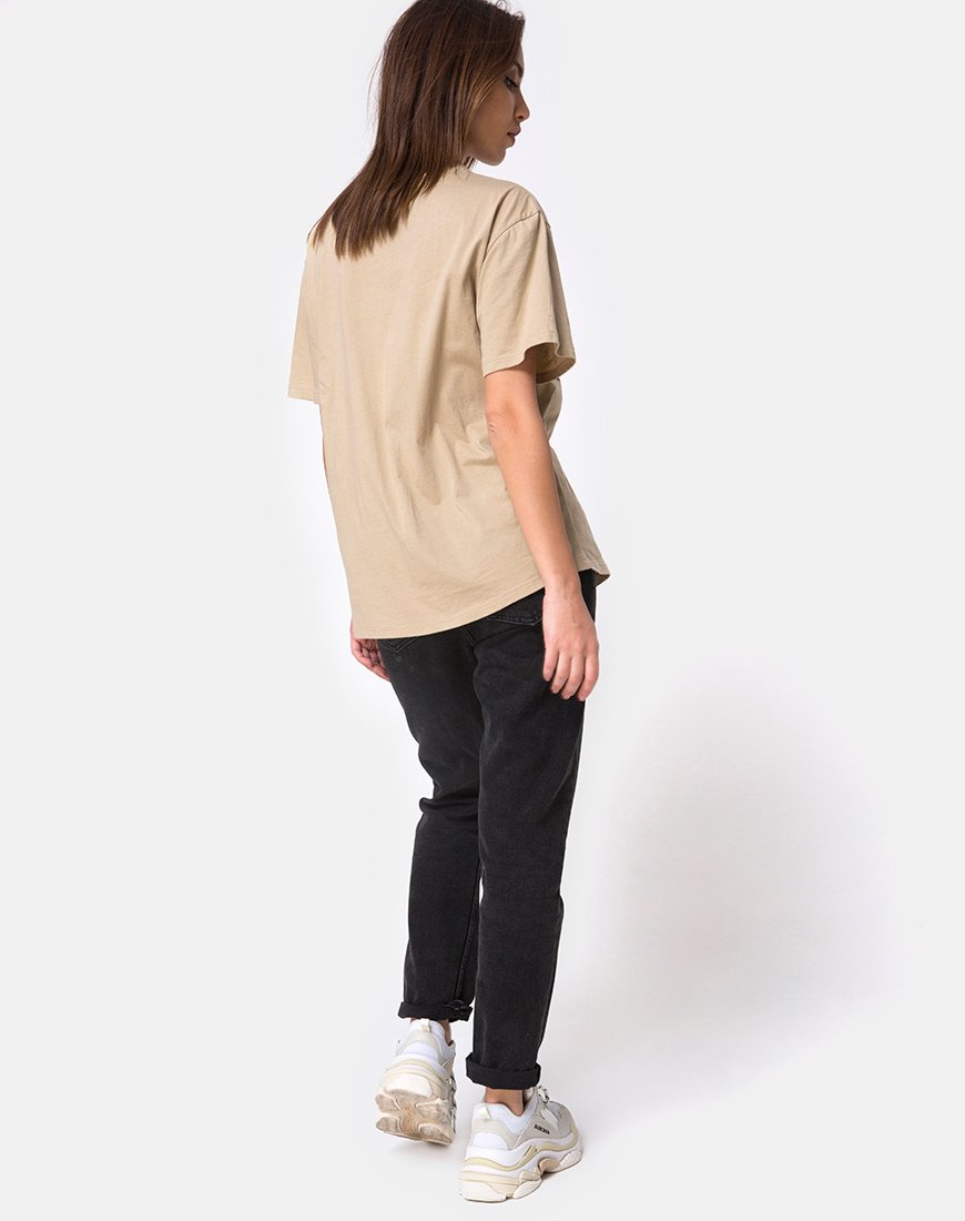 Bild von Oversize Basic Tee in Tan mit Engel-Stickerei