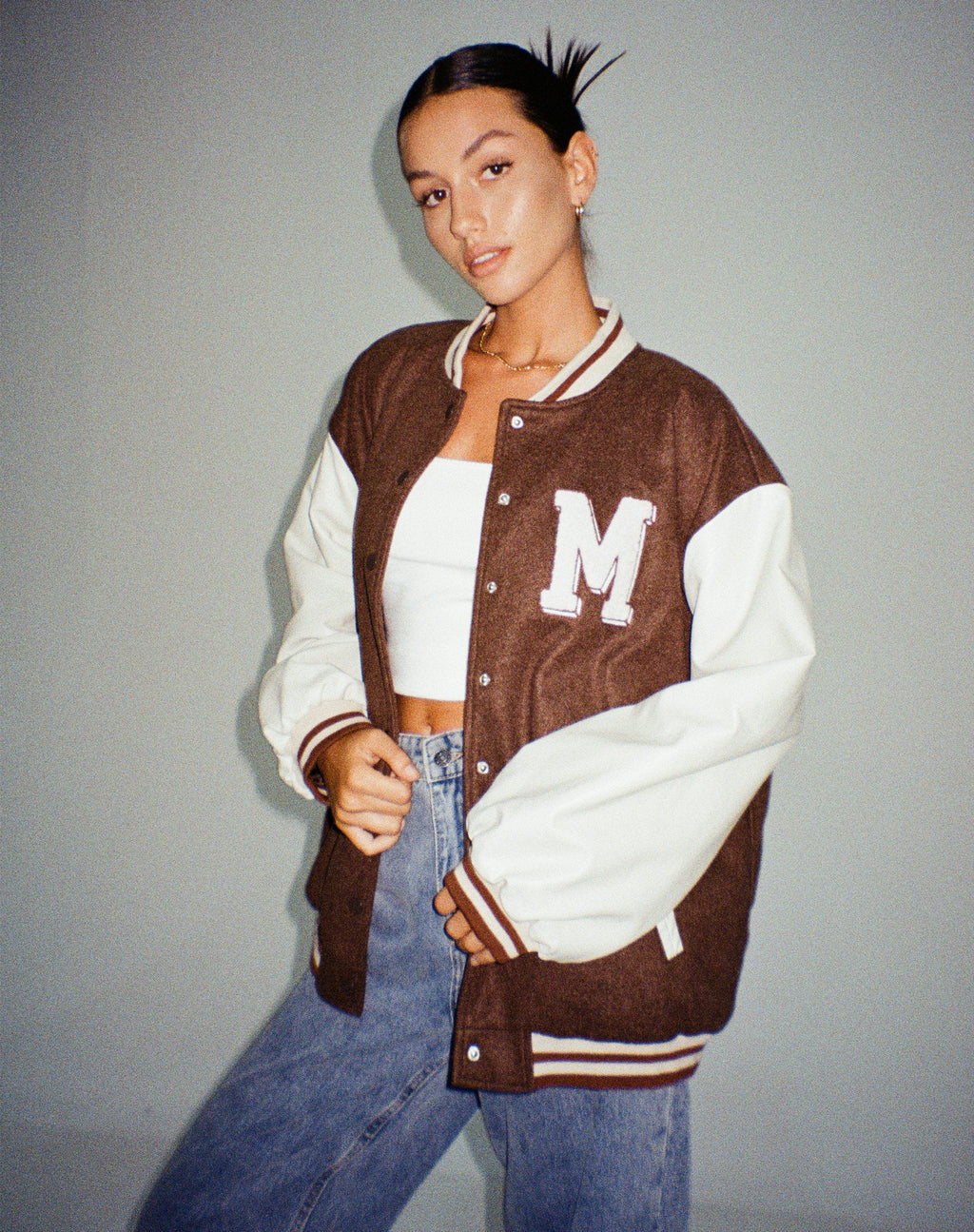 Bama Varsity Jacke in Braun Beige